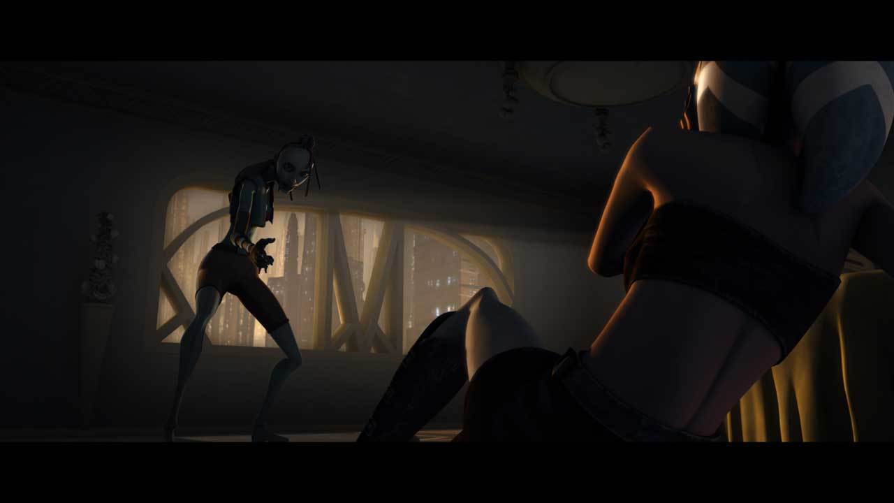 Ahsoka investigates the bedroom when she is suddenly sucker punched by a lithe female alien, Cass...