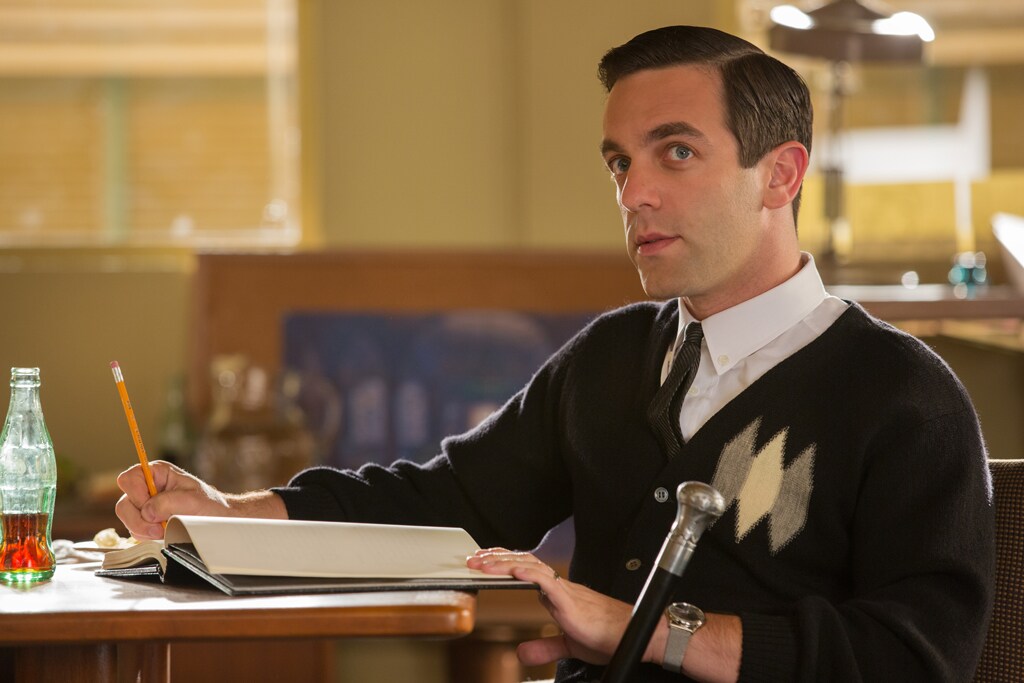 Actor B.J. Novak as Robert Sherman in the movie "Saving Mr. Banks".