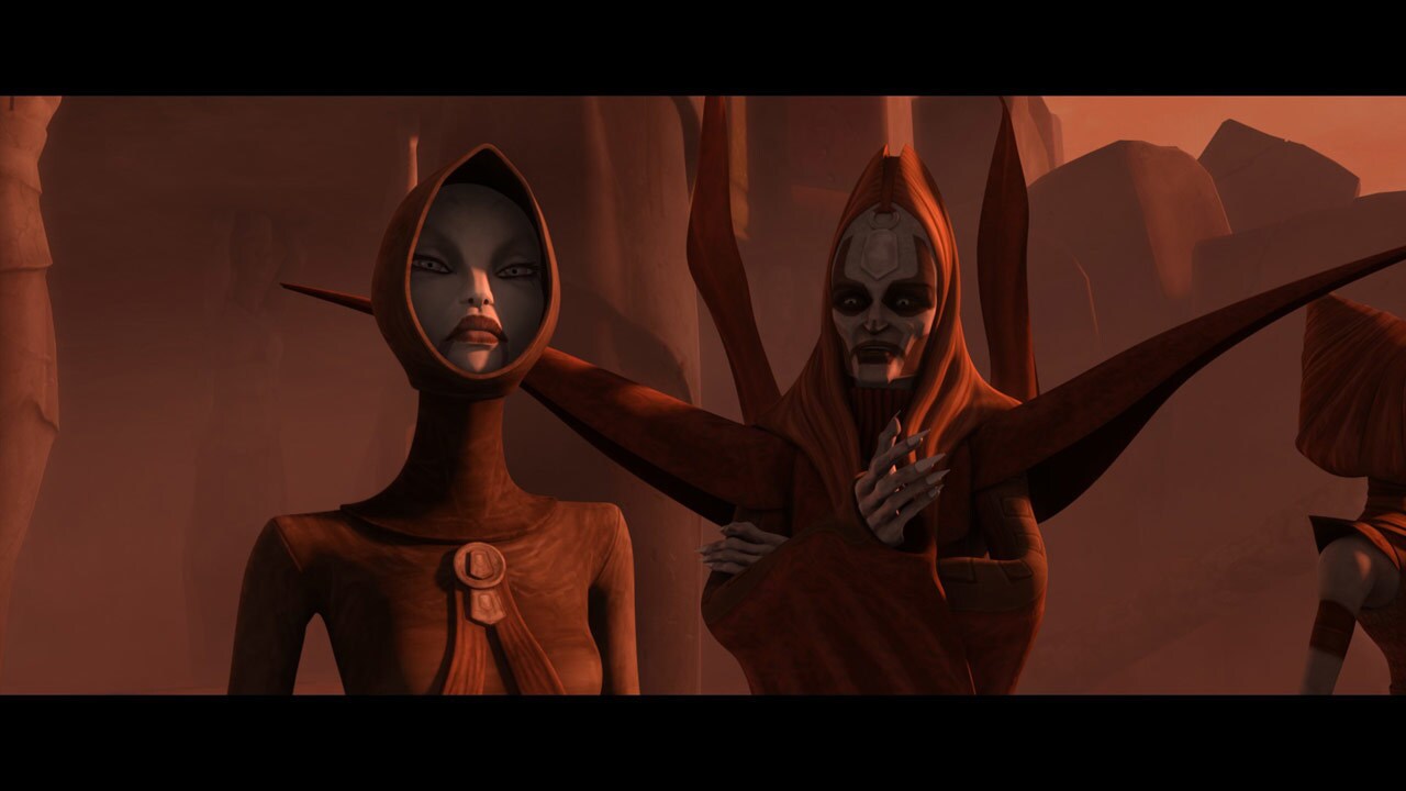After Dooku's ship lifts off from Dathomir, Asajj Ventress emerges from the shadows. Talzin instr...