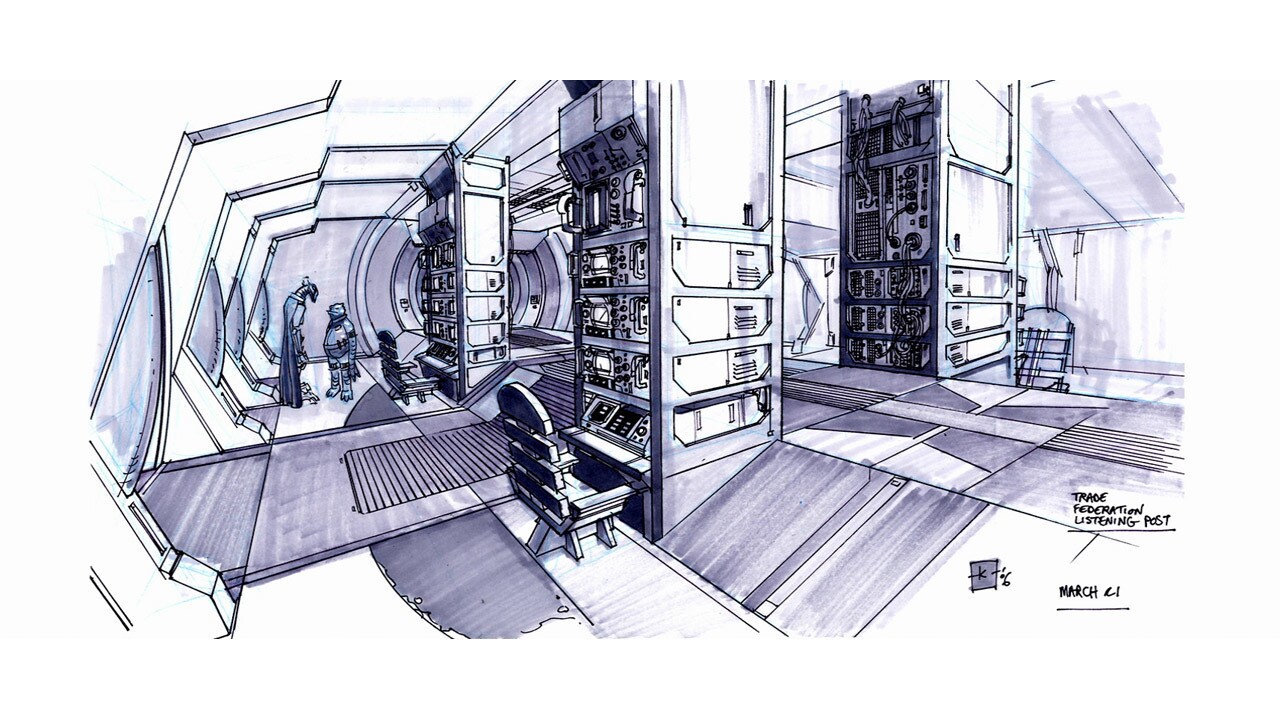 Interior of Skytop Station decoding room concept illustration 
