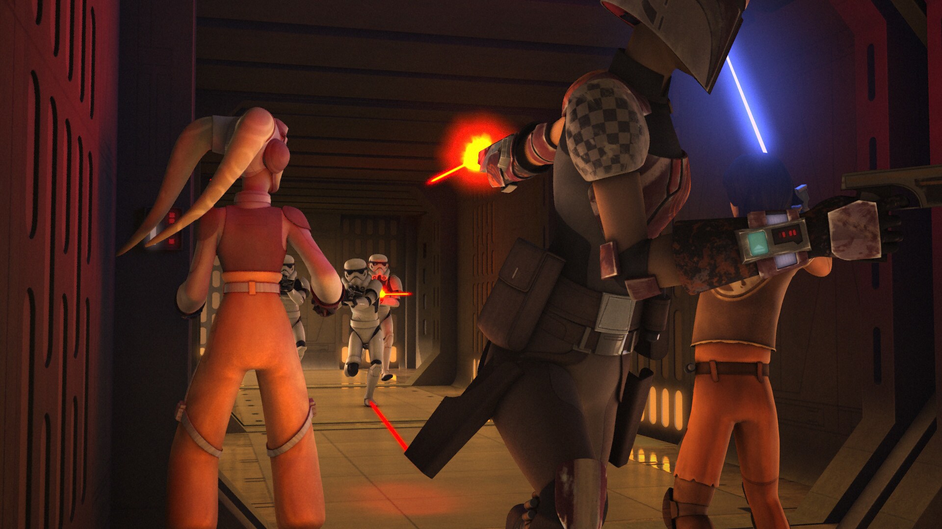 The reinforcements arrive quickly, cutting off the path to Kanan's cell. But they're not blocked ...