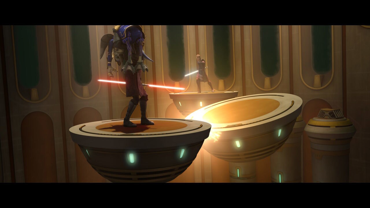 Obi-Wan and Anakin arrive at the palace. When they confront Savage, Katuunko comes to and breaks ...