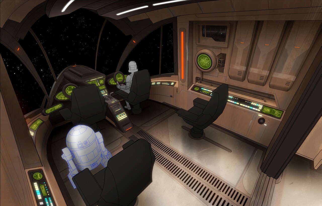 Separatist shuttle cockpit environment illustration by Chris Glenn.