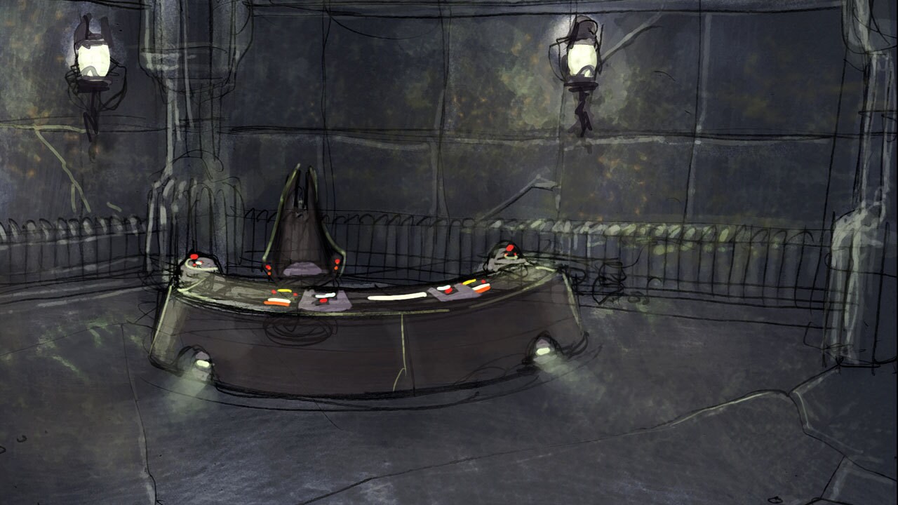 Count Dooku and talks to Darth Sidious via hologram from within a secret command center. This is ...