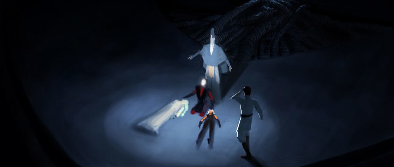 Concept art of life force transfer from the Daughter to Ahsoka