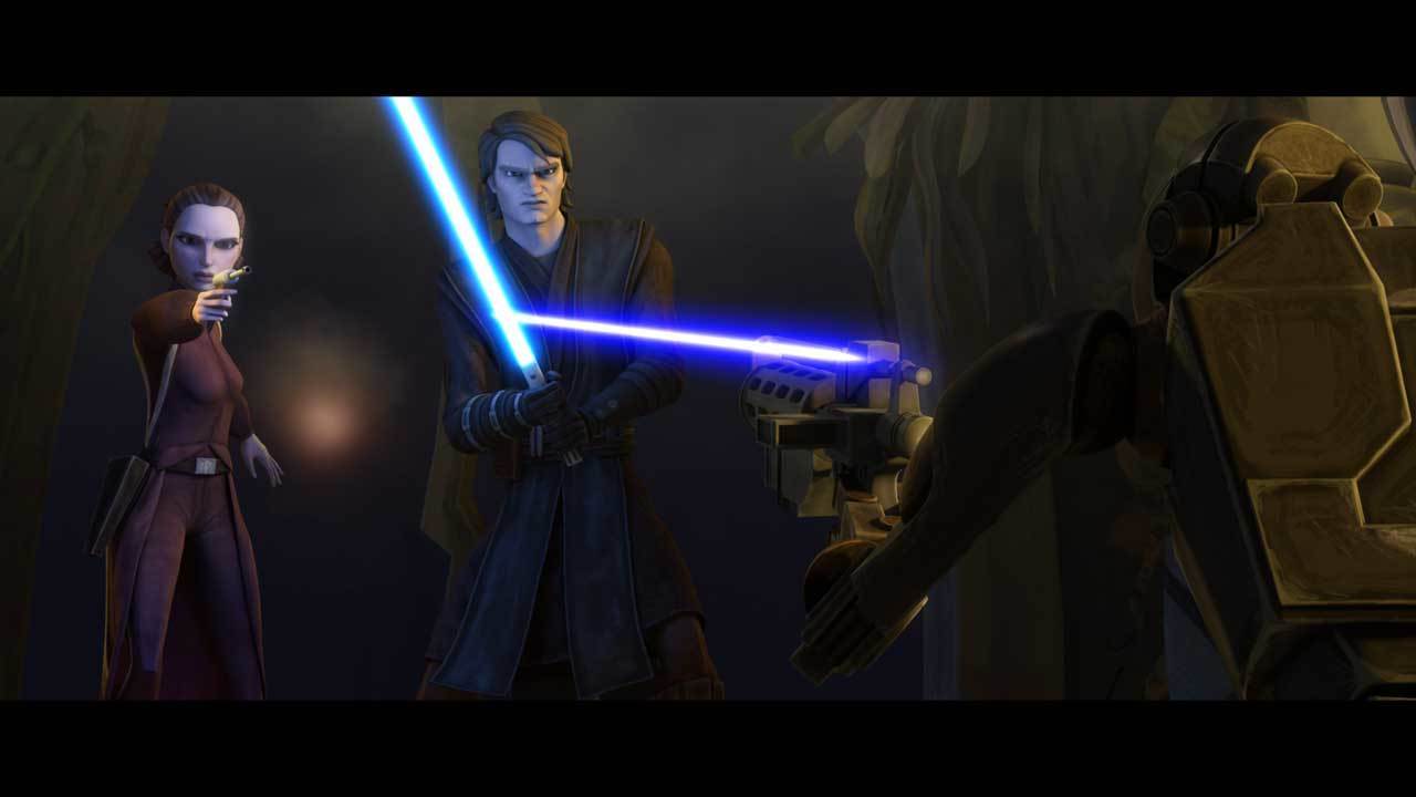 When Loo tried to regain control of Lyonie’s mind, Anakin intervened – but Loo stabbed the Gungan...