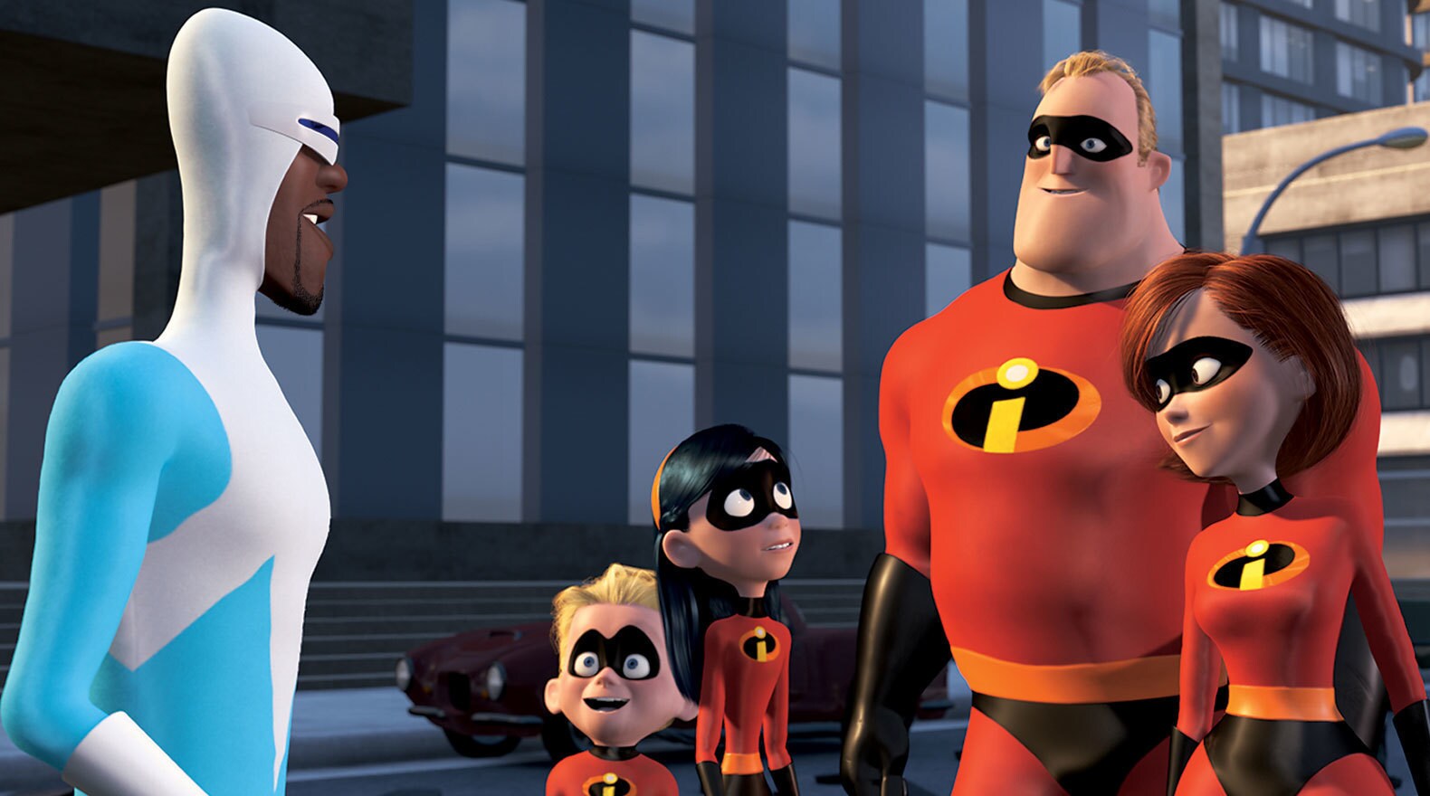 Frozone and the Incredibles defeating the Omnidroid in "The Incredibles"