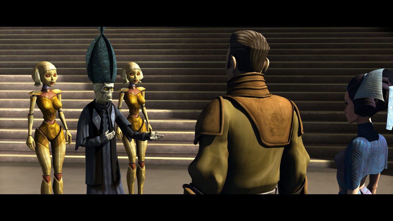 Before long, the skiff arrives at the gilded bridge cities of Cato Neimoidia. The joint Naboo / S...