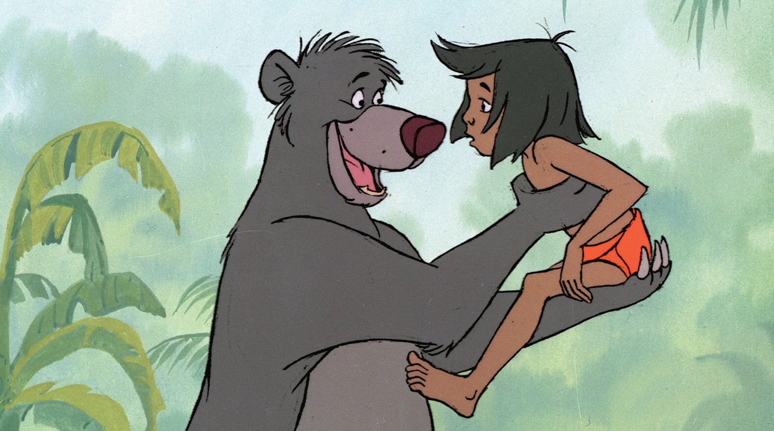 "You need help, and ol' Baloo's gonna learn you how to fight like a bear." Mowgli (voice of Bruce Reitherman) and Baloo (voice of Phil Harris) from the Disney movie The Jungle Book (1967).