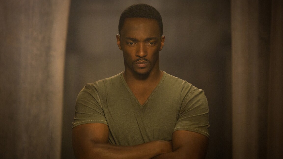 Actor Anthony Mackie (Sam Wilson/Falcon) in Captain America: The Winter Soldier.