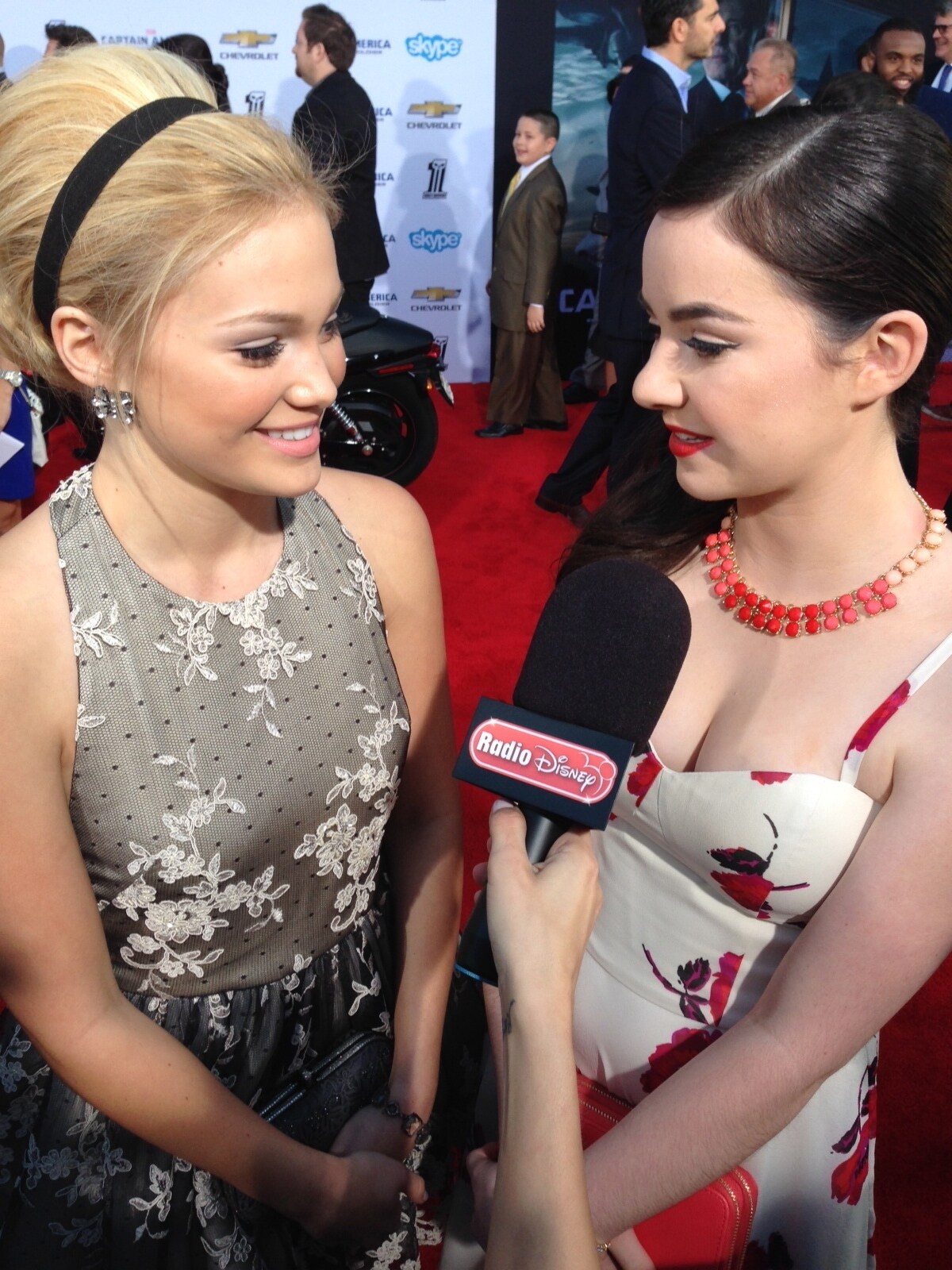 Olivia Holt and Sarah Gilman at Captain America: The Winter Soldier
