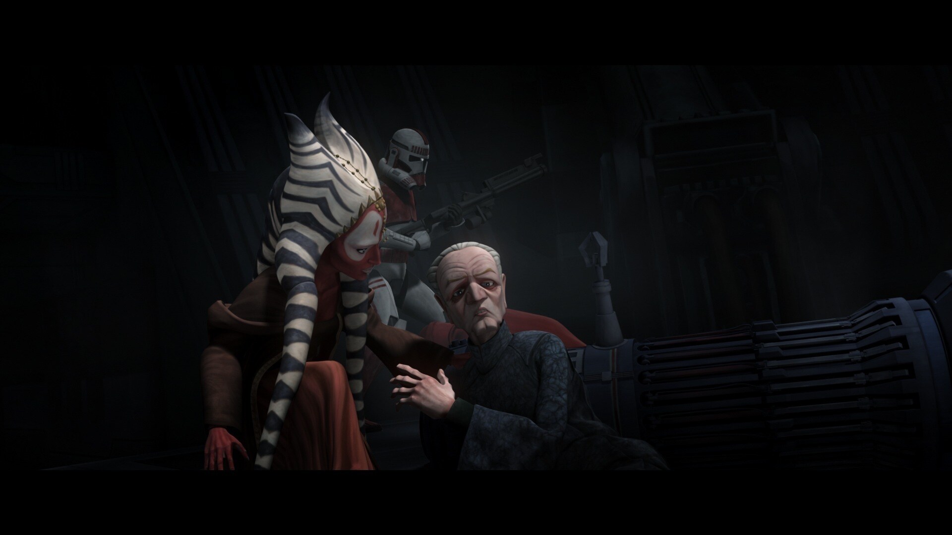 With reservation, Shaak Ti and Nala Se depart. Within moments, there is the sound of a scuffle in...
