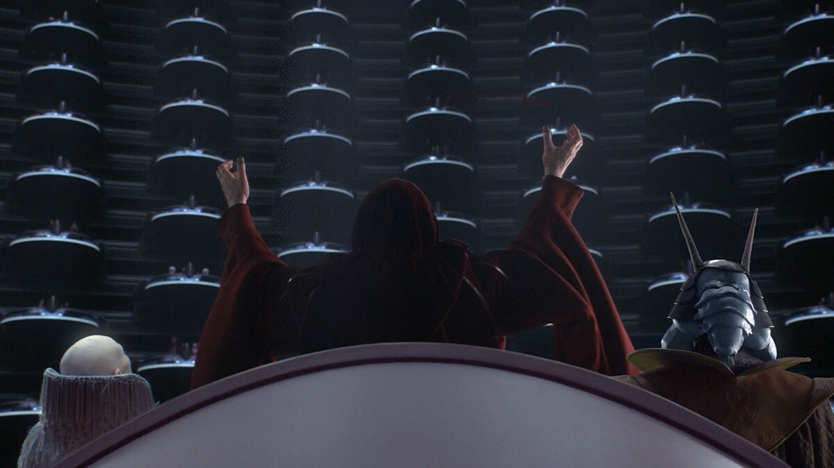 Darth Sidious declaring himself Emperor