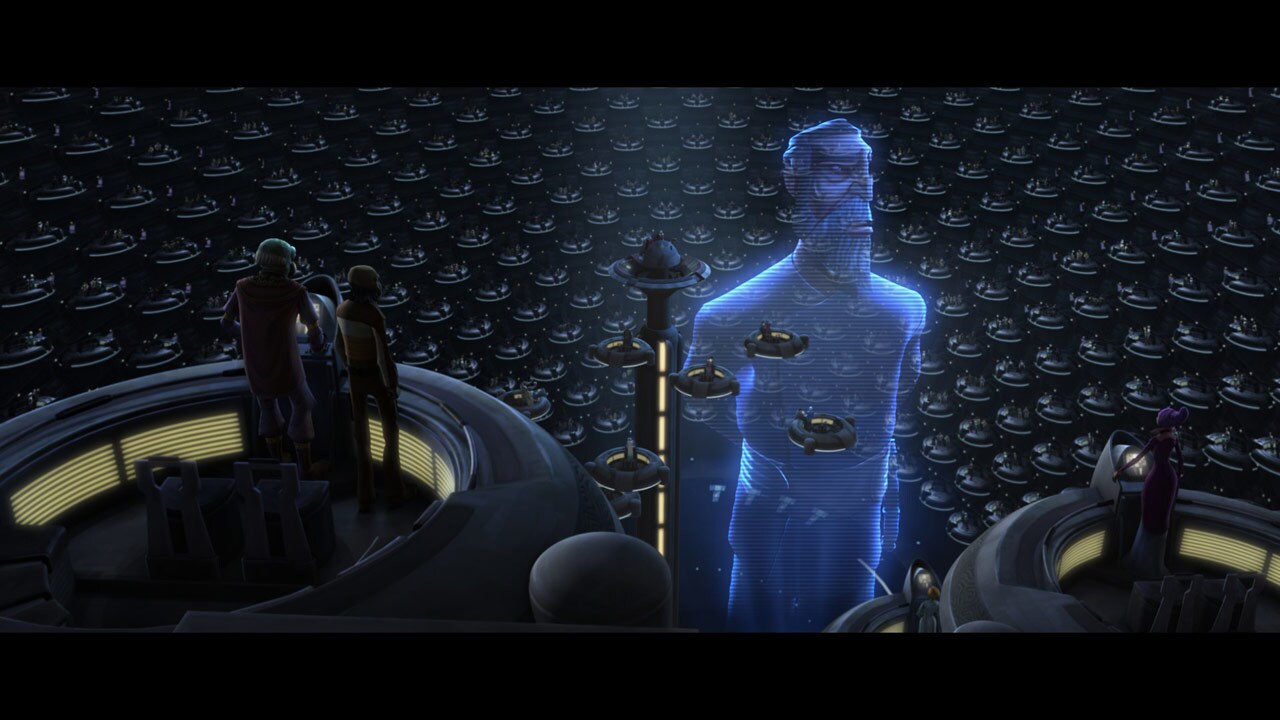 A hologram of Count Dooku is channeled into the Senate chamber. To Amidala's horror, he reports t...