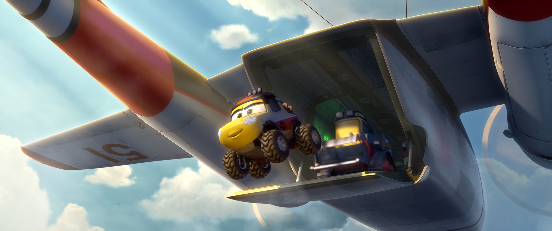 Dusty Crophopper ( Dane Cook) in the movie Planes: Fire & Rescue
