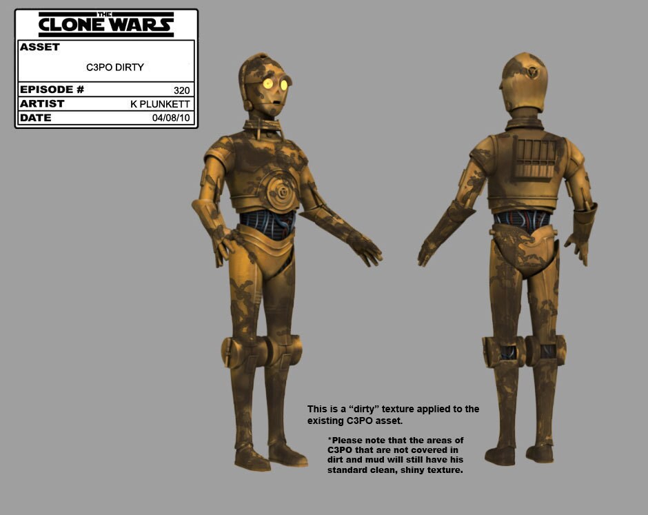 C-3PO muddy surface character illustration