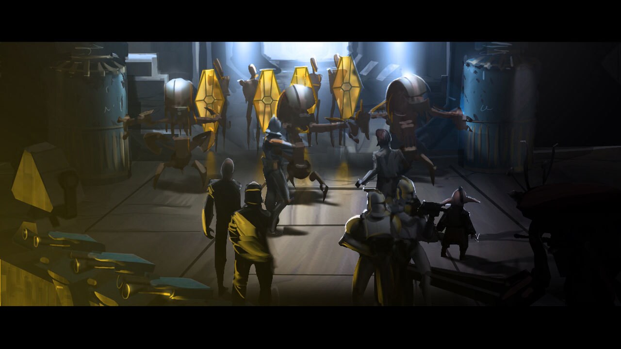 Obi-Wan's team surrounded by droids lighting concept