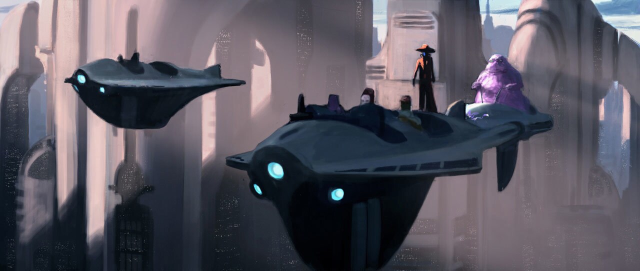 Concept art of Cad Bane and Ziro in the sled