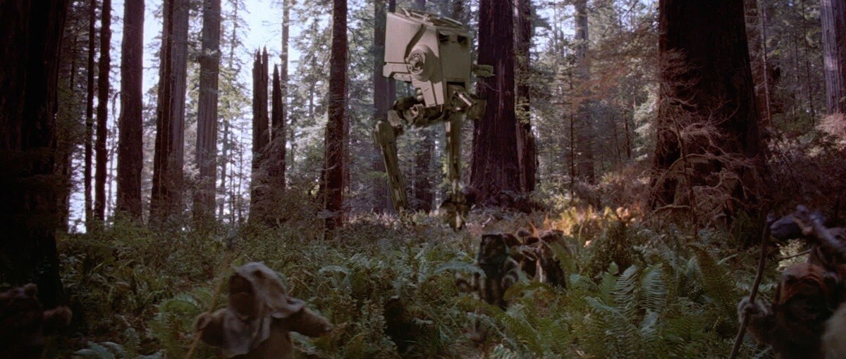 AT-ST fighting during the Battle of Endor