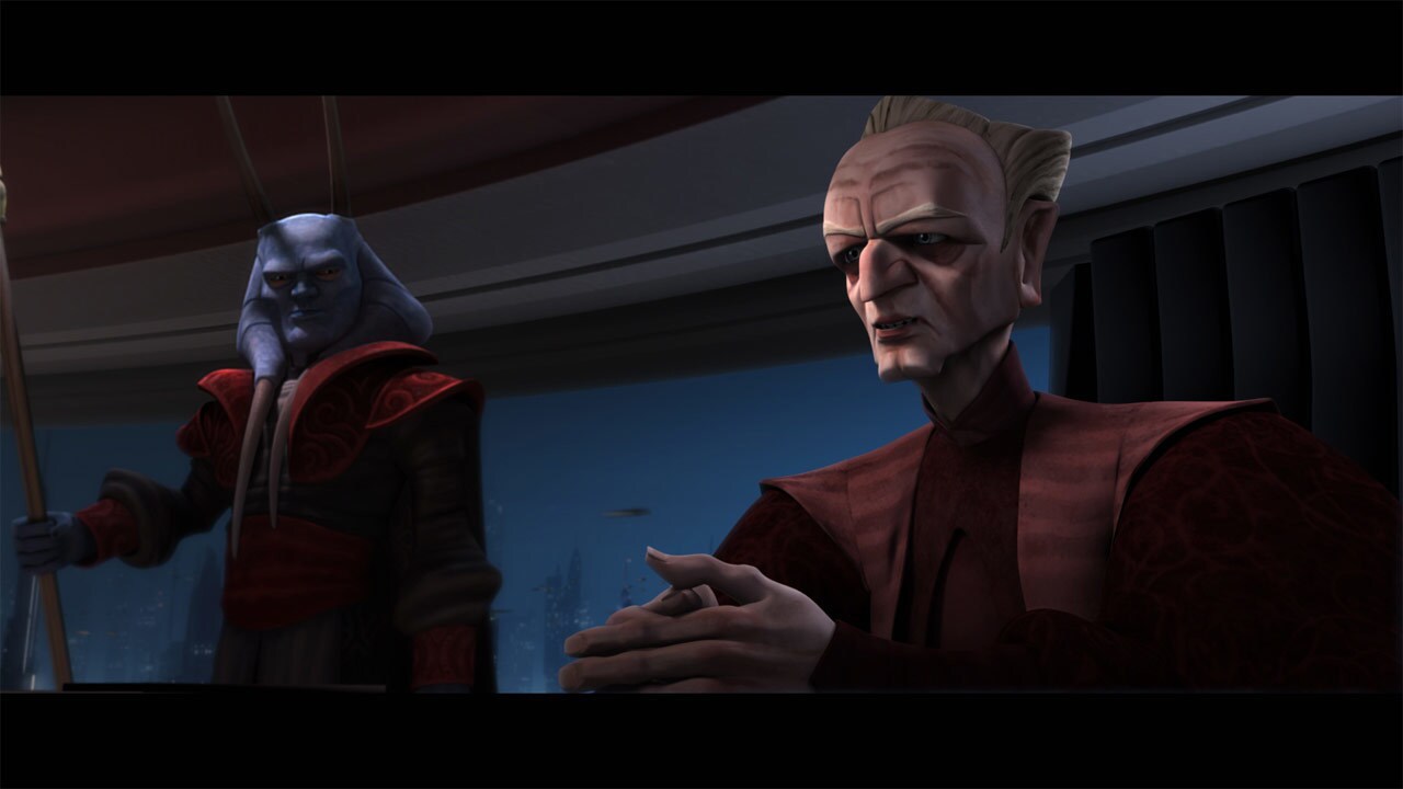 Satine's day continues to worsen. Meeting with Palpatine after the assassination attempt, she is ...