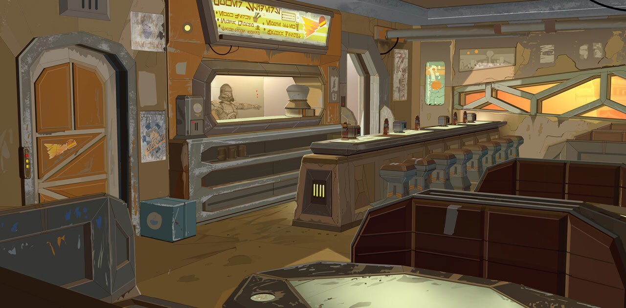 Power Slider diner interior environment illustration by Tara Rueping.