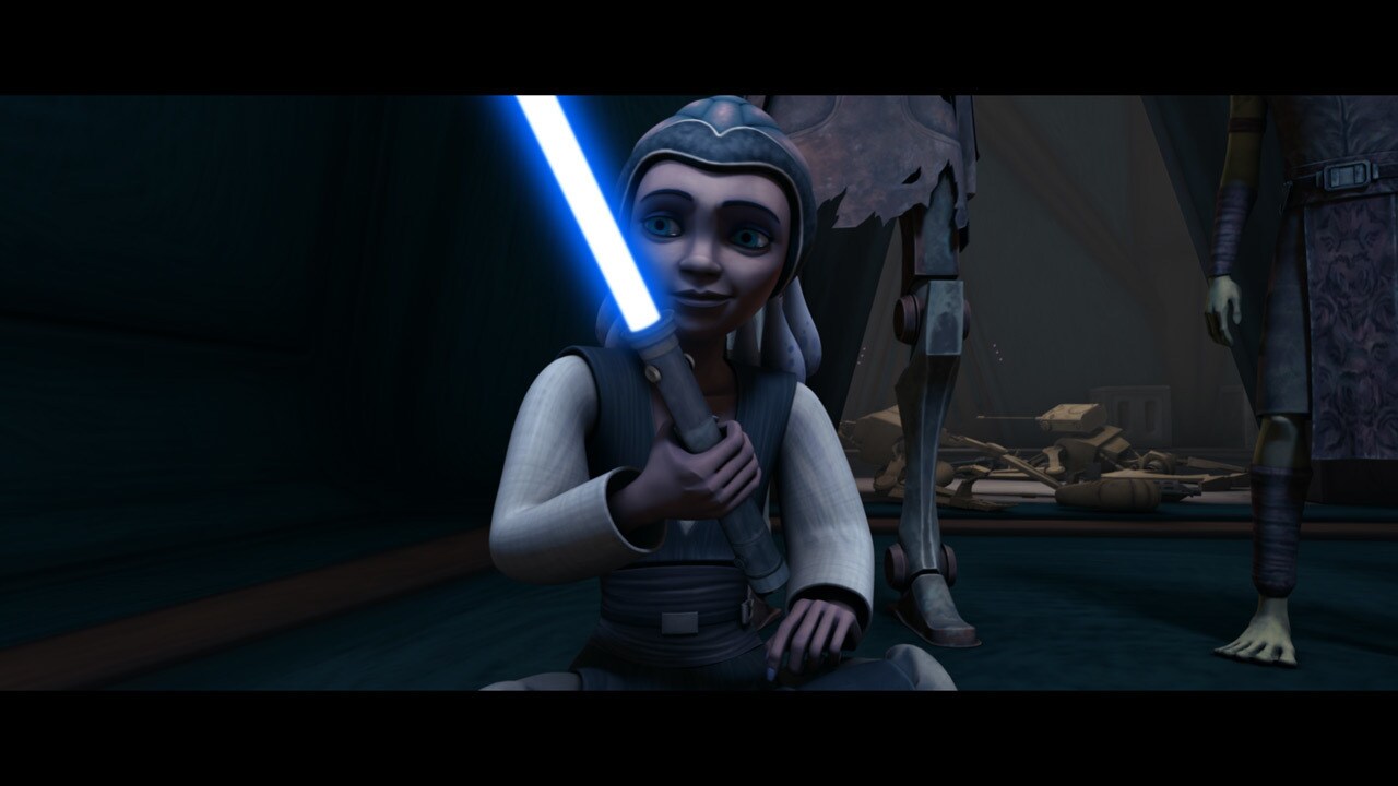 The youngling had previously been unable to complete her lightsaber's construction. But now, with...