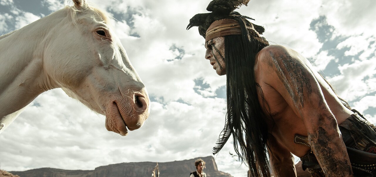 Tonto meets Silver for the first time in the movie "The Lone Ranger"