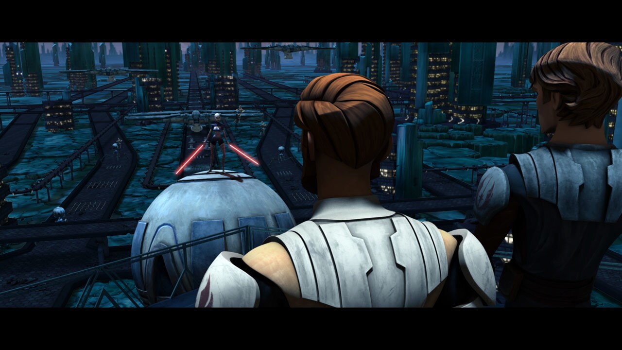 Anakin and Obi-Wan make their way outside to Asajj, who stands atop a massive tri-droid. General ...