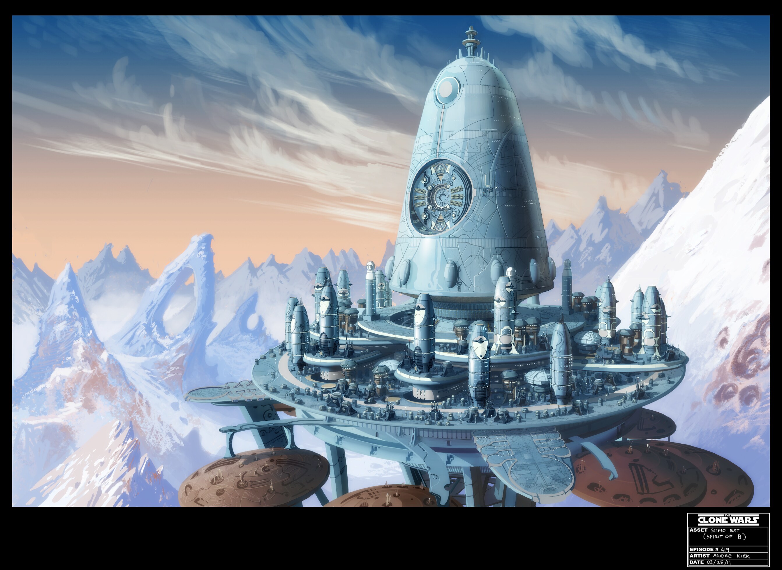 Scipio exterior illustration by Andre Kirk (dated February 25, 2011).