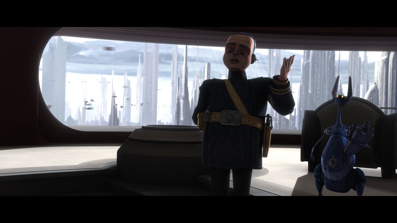 Chancellor Palpatine requests an audience with Senator Farr's allies in his office, where they ar...