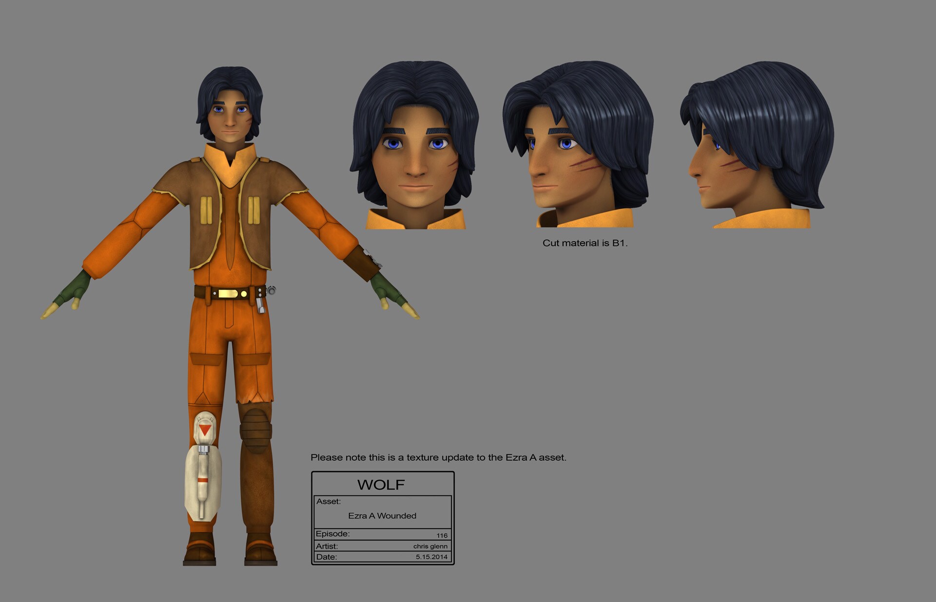 Ezra (with lightsaber scar) full character illustration by Chris Glenn.