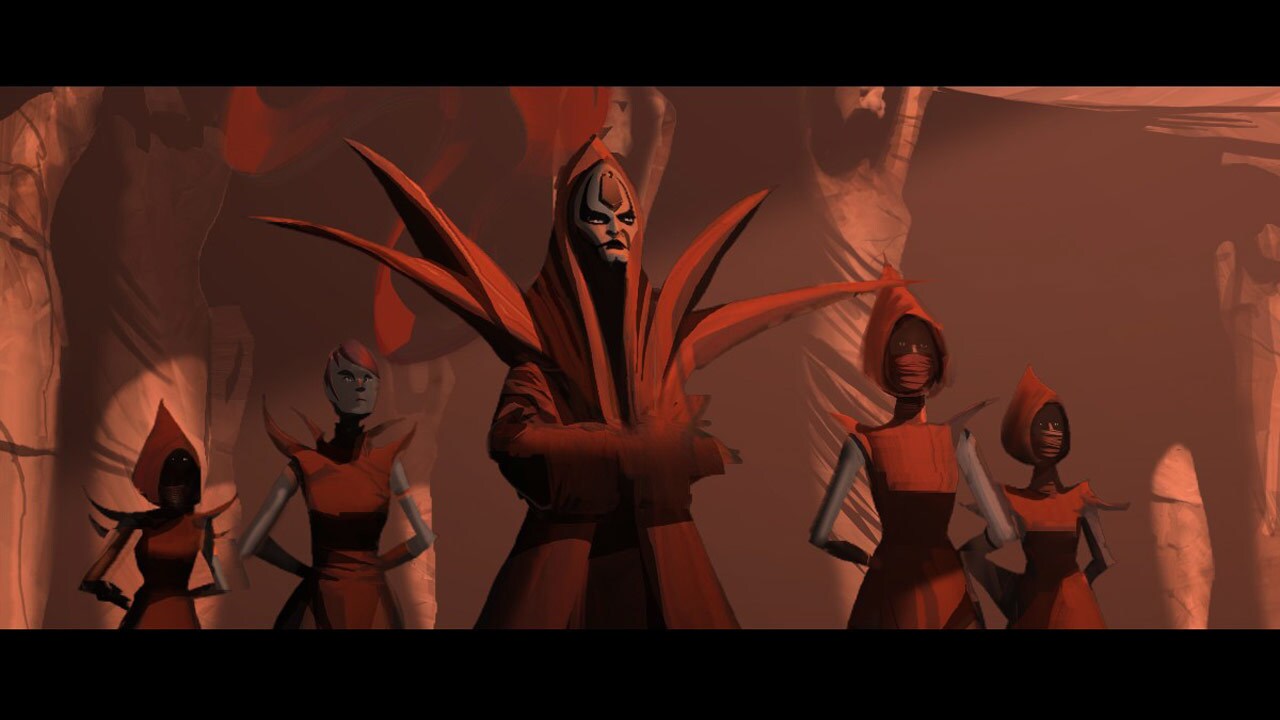 Concept art of Talzin and Nightsisters awaiting Dooku's arrival