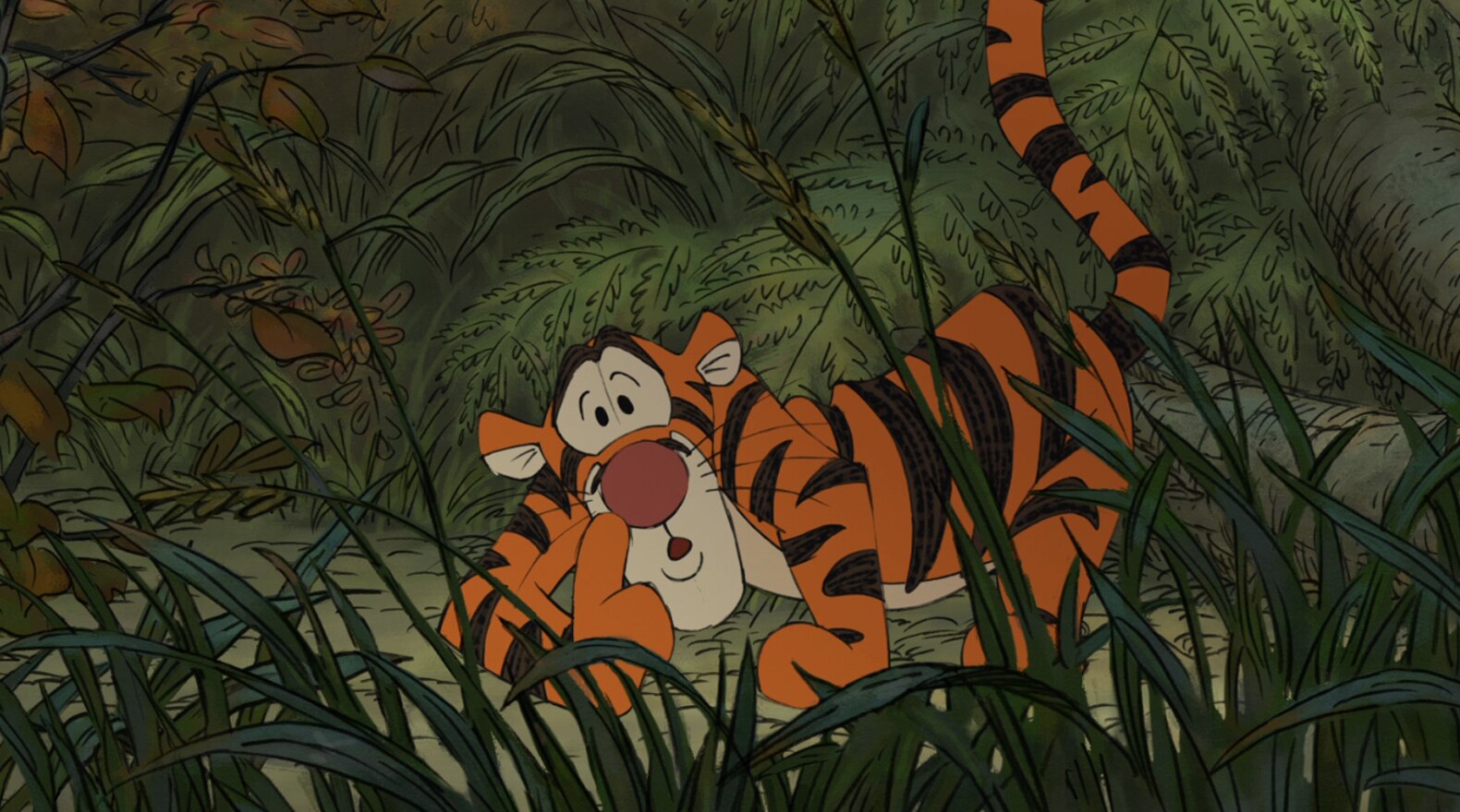 Shhh. Tigger is busy tracking the Backson.