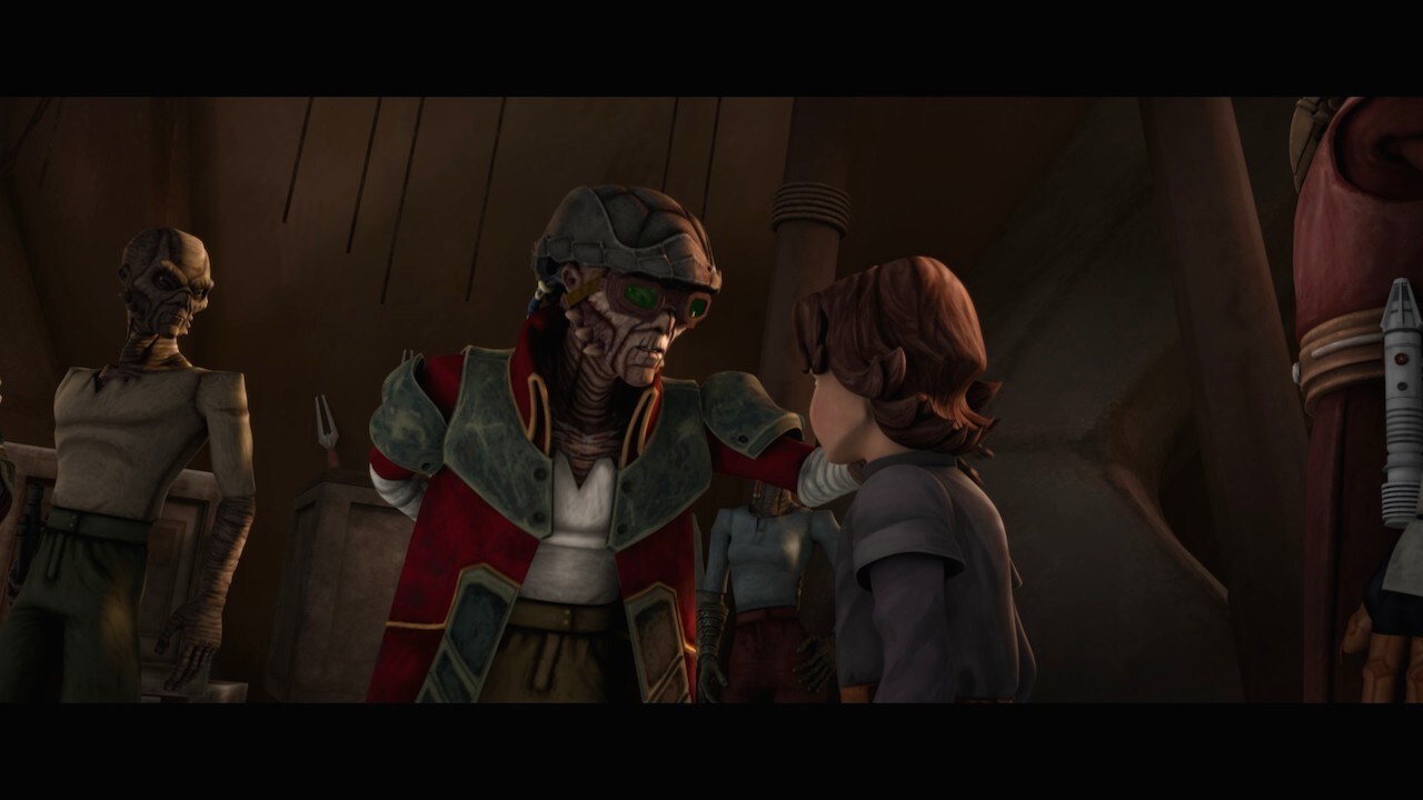When Plo Koon and Ahsoka Tano arrived to rescue the hostages, Aurra Sing abandoned Boba and fled....