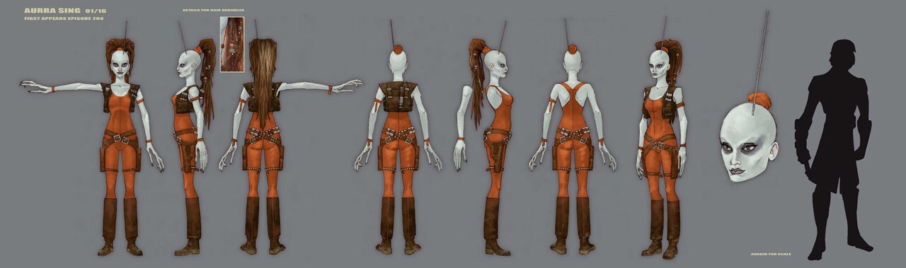 Concept art of bounty hunter Aurra Sing