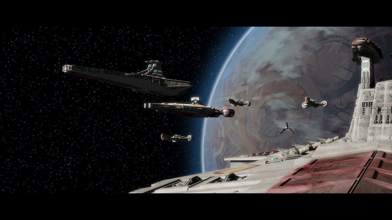 Before long, a Republic task force including three Jedi cruisers escorted by a light cruiser and ...