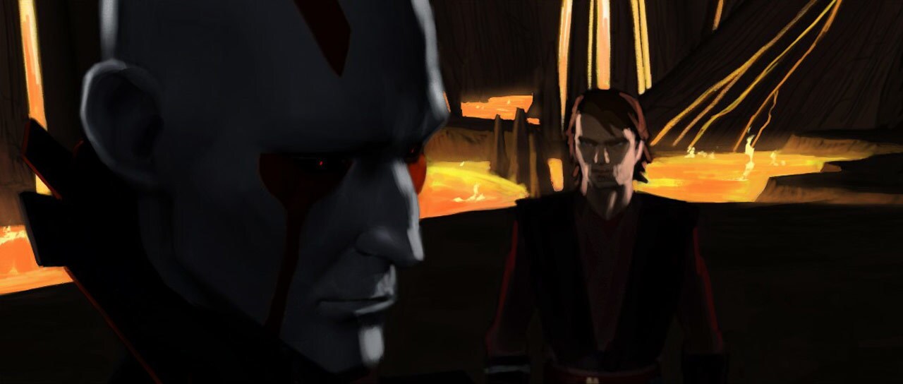 Concept art of the Son and Anakin in the well of the dark side