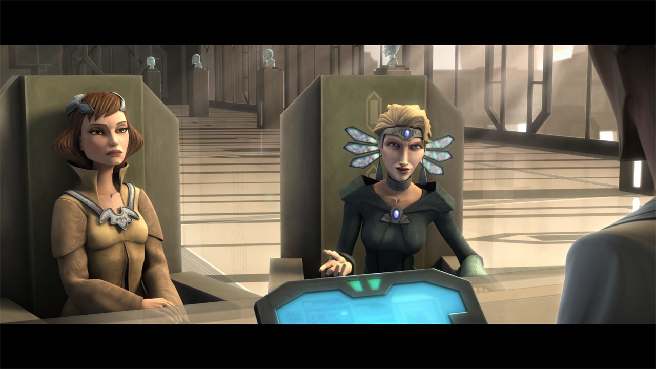 Satine takes Padmé to visit a hospital only to discover there's an outbreak of poisonings affecti...