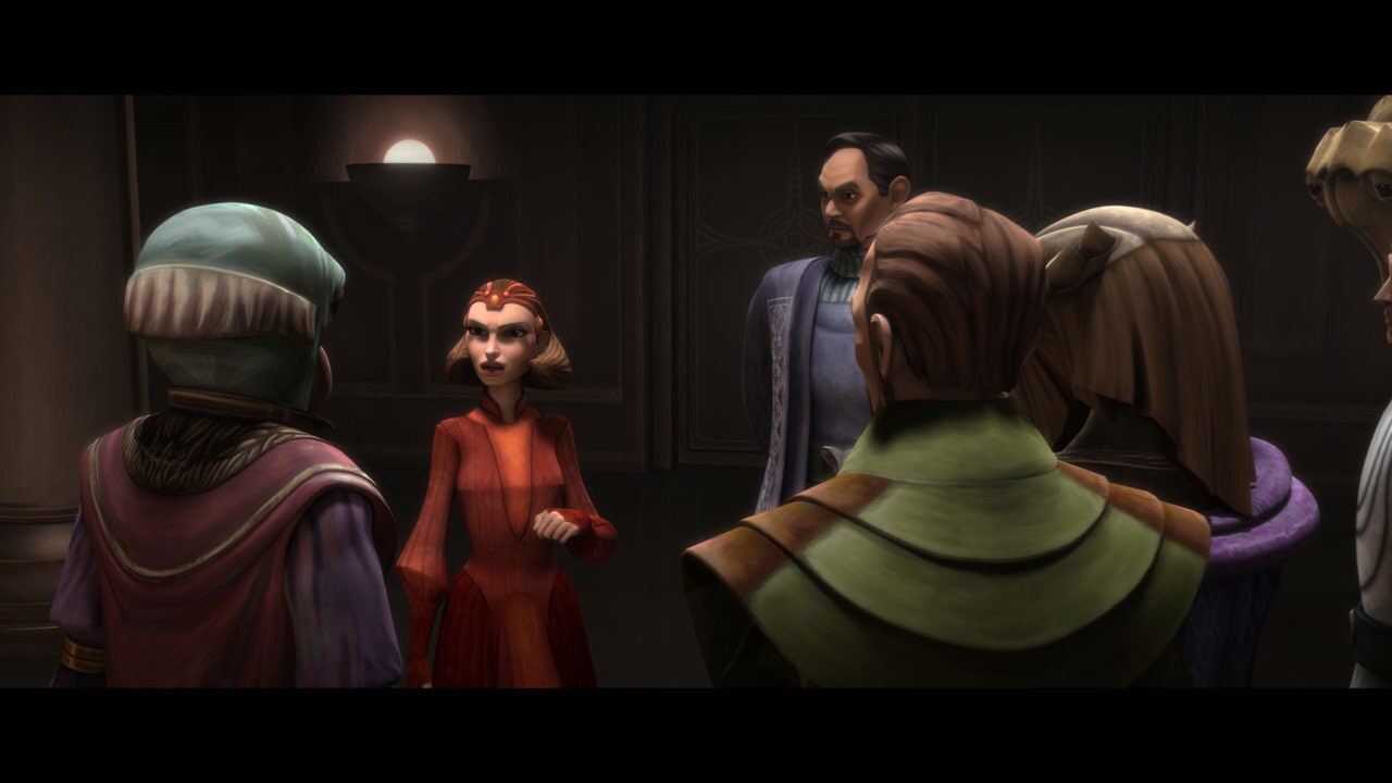 Speaking to a handful of senators outside the Senate chamber, Padmé explains that intimidation ta...