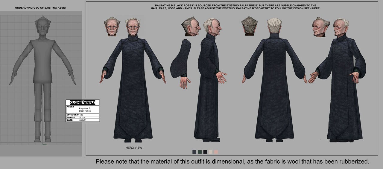 Palpatine's character model has undergone some subtle changes, softening some of the more extreme...