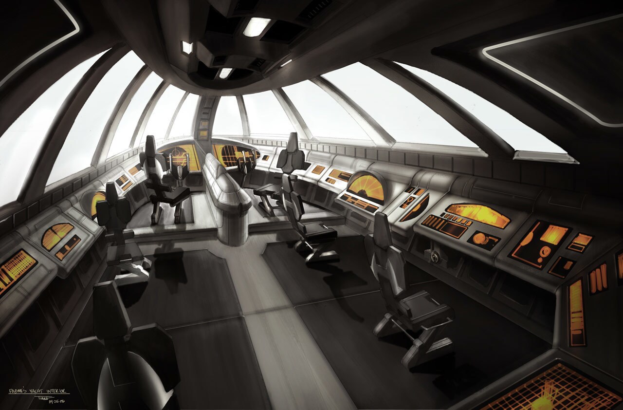 Concept art for the cockpit of Padmé's Naboo yacht