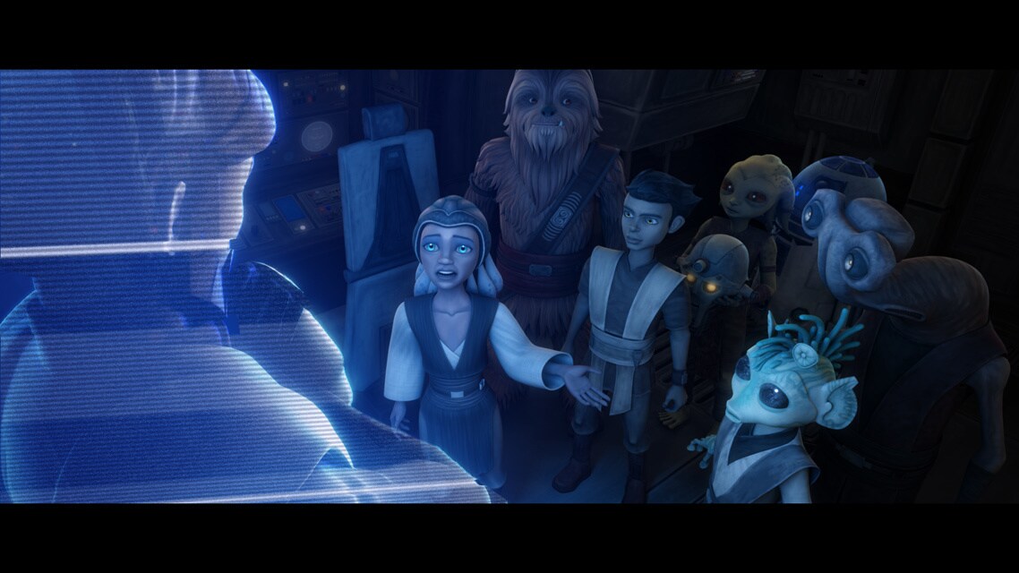 The younglings want to go rescue Ahsoka, and Obi-Wan commends their bravery, but orders them to s...