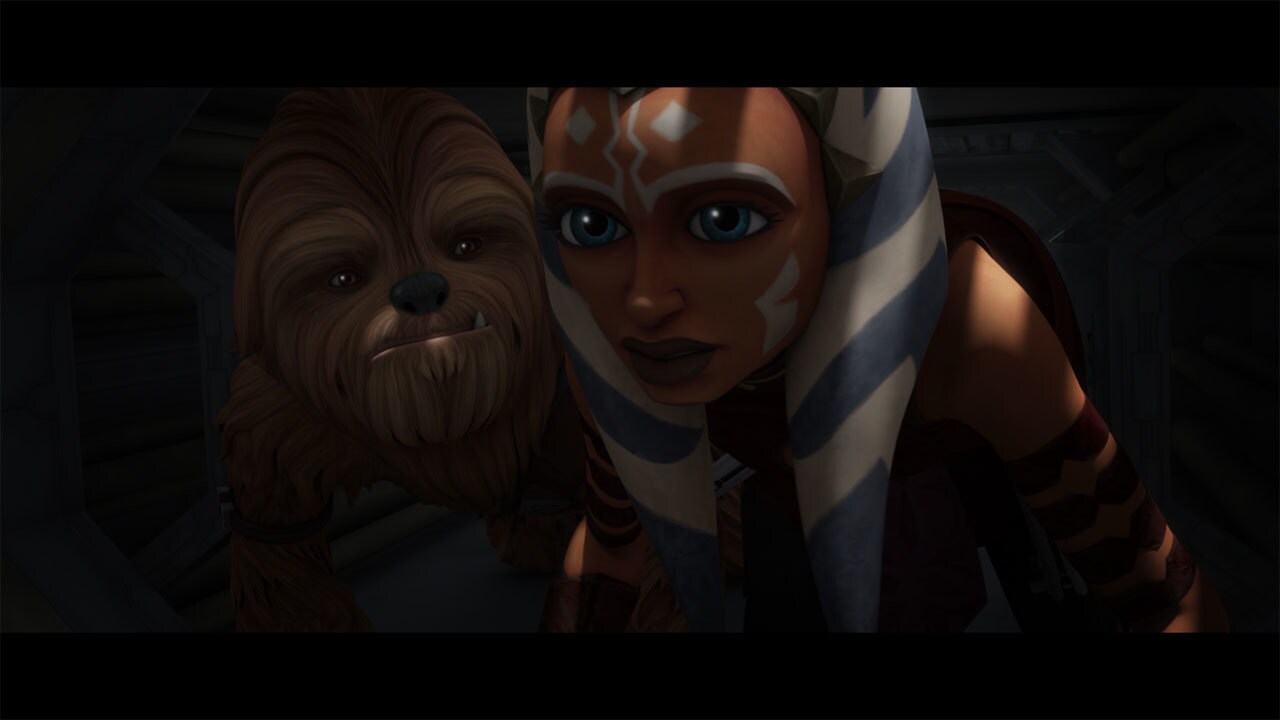 Ahsoka's plan is for the break from the pirate ship to split open the docking tube, blowing the p...