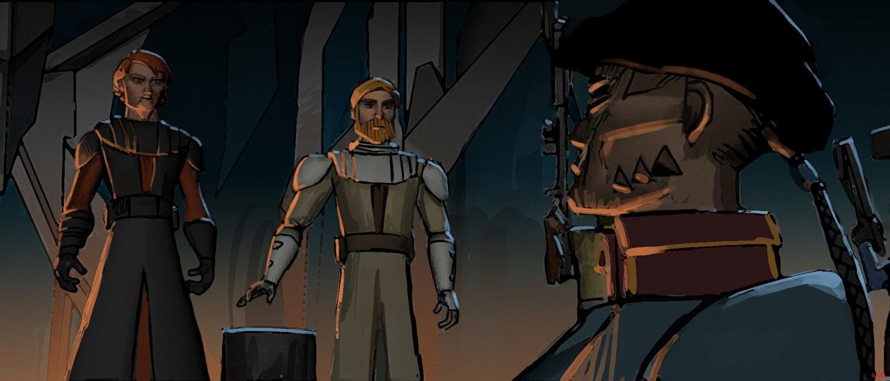Concept lighting for Anakin, Obi-Wan, and Hondo Ohnaka