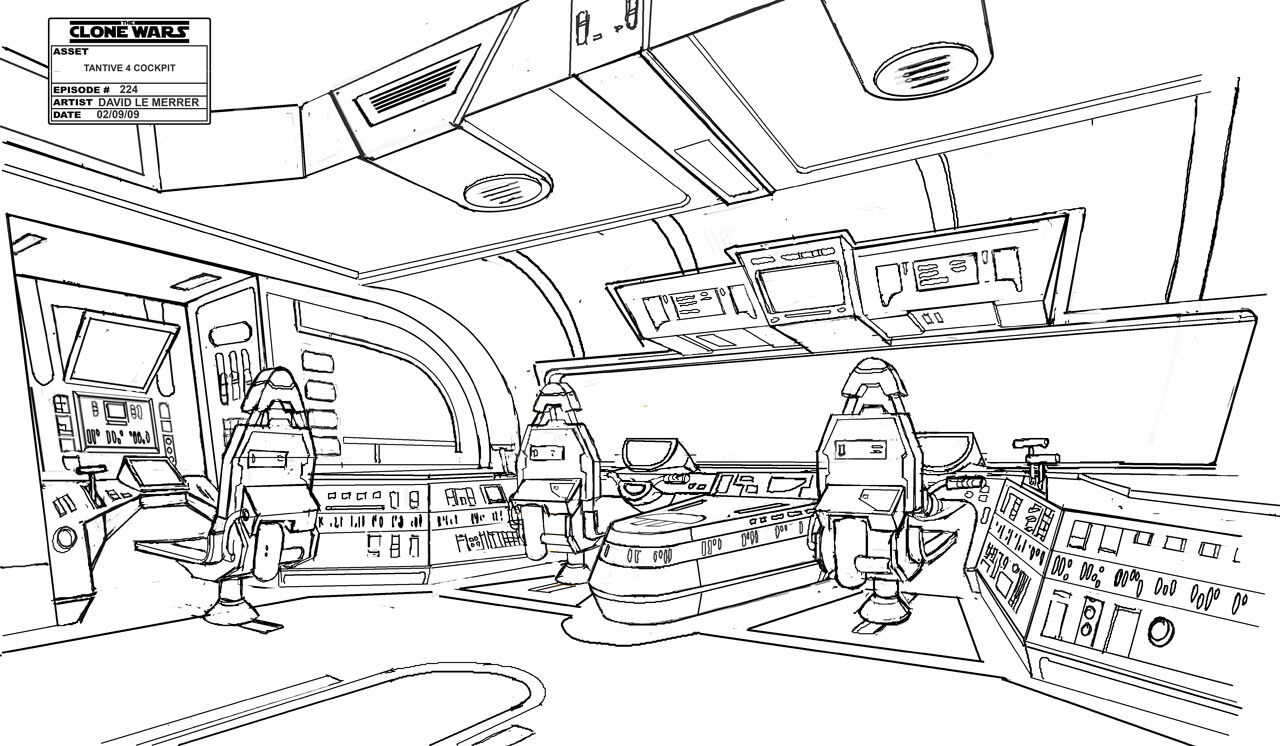 Simplified drawing of the cockpit of the Tantive IV blockade runner