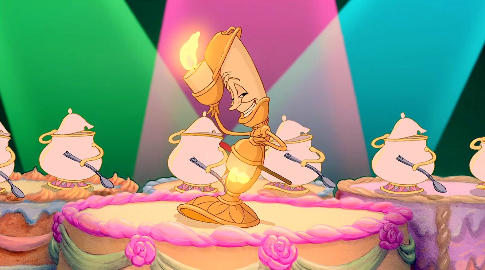 Lumiere and the dishes put on quite the dinner performance.
