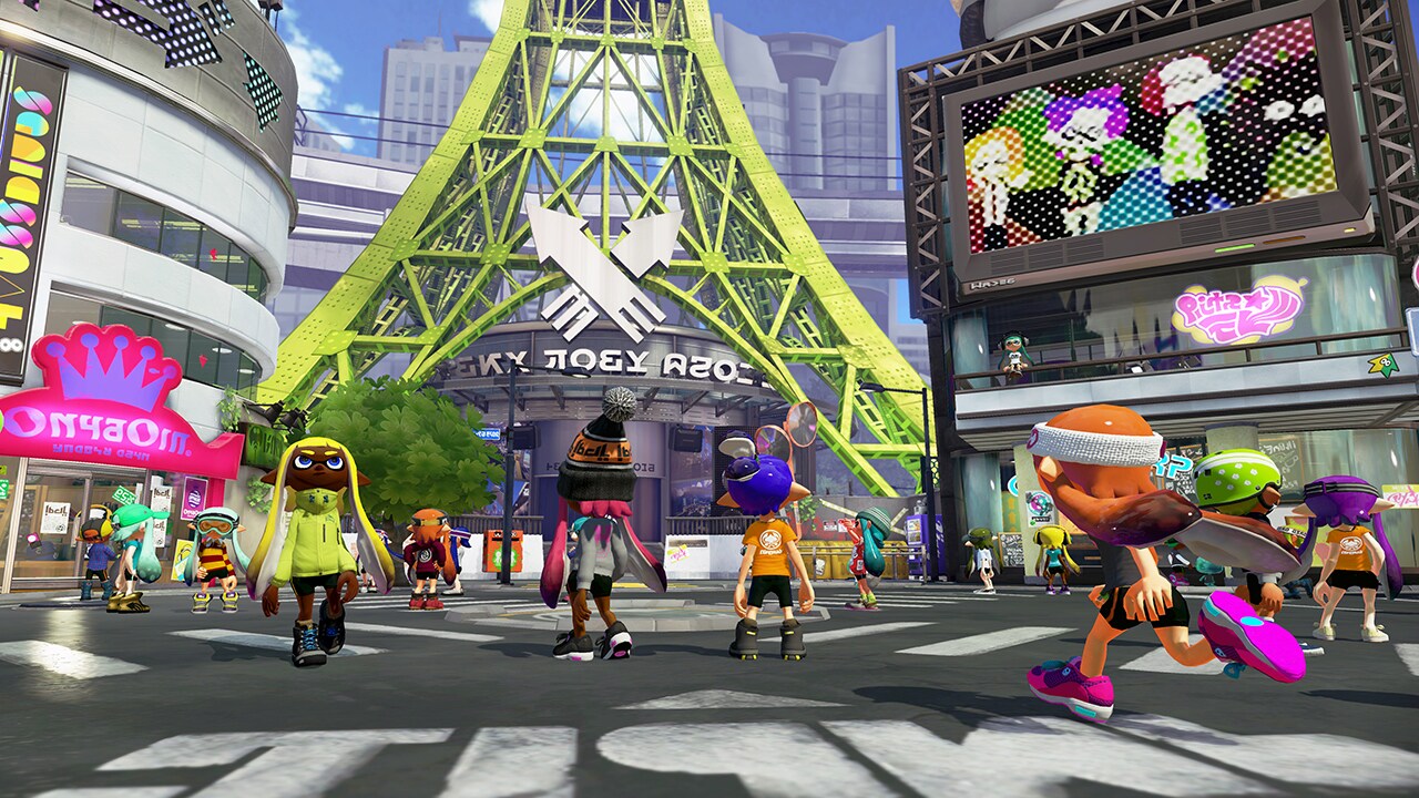 Hang out, gear up and join ink battles from Inkopolis Plaza

