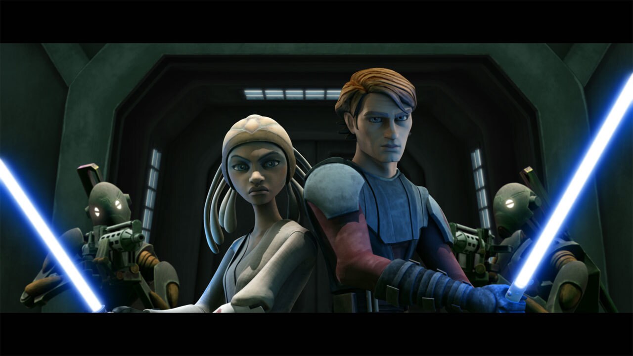 Skywalker and Gallia cut their way past battle droid security to arrive at the bridge. There, the...