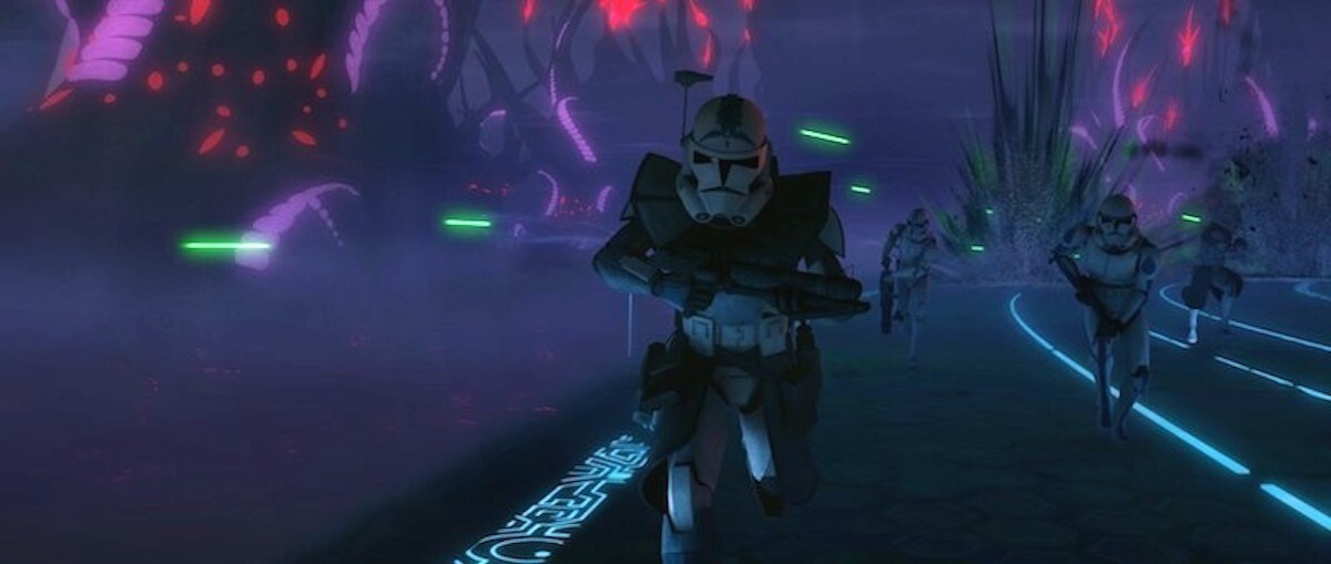 Fives and the 501st escaping an ambush on Umbara