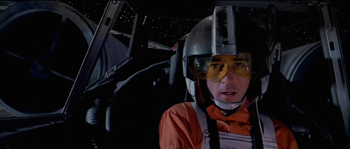 Wedge Antilles piloting an X-Wing starfighter during the Battle of Yavin Wedge Antilles piloting an X-Wing starfighter during the Battle of Yavin
